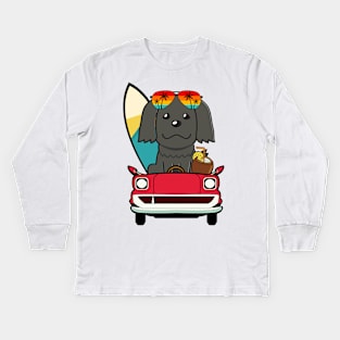 Funny sheepdog driving a car Kids Long Sleeve T-Shirt